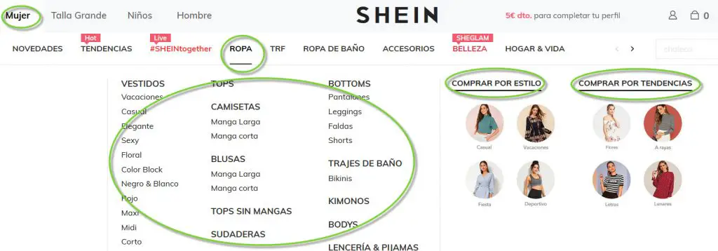 Shein catalogo - inventario
